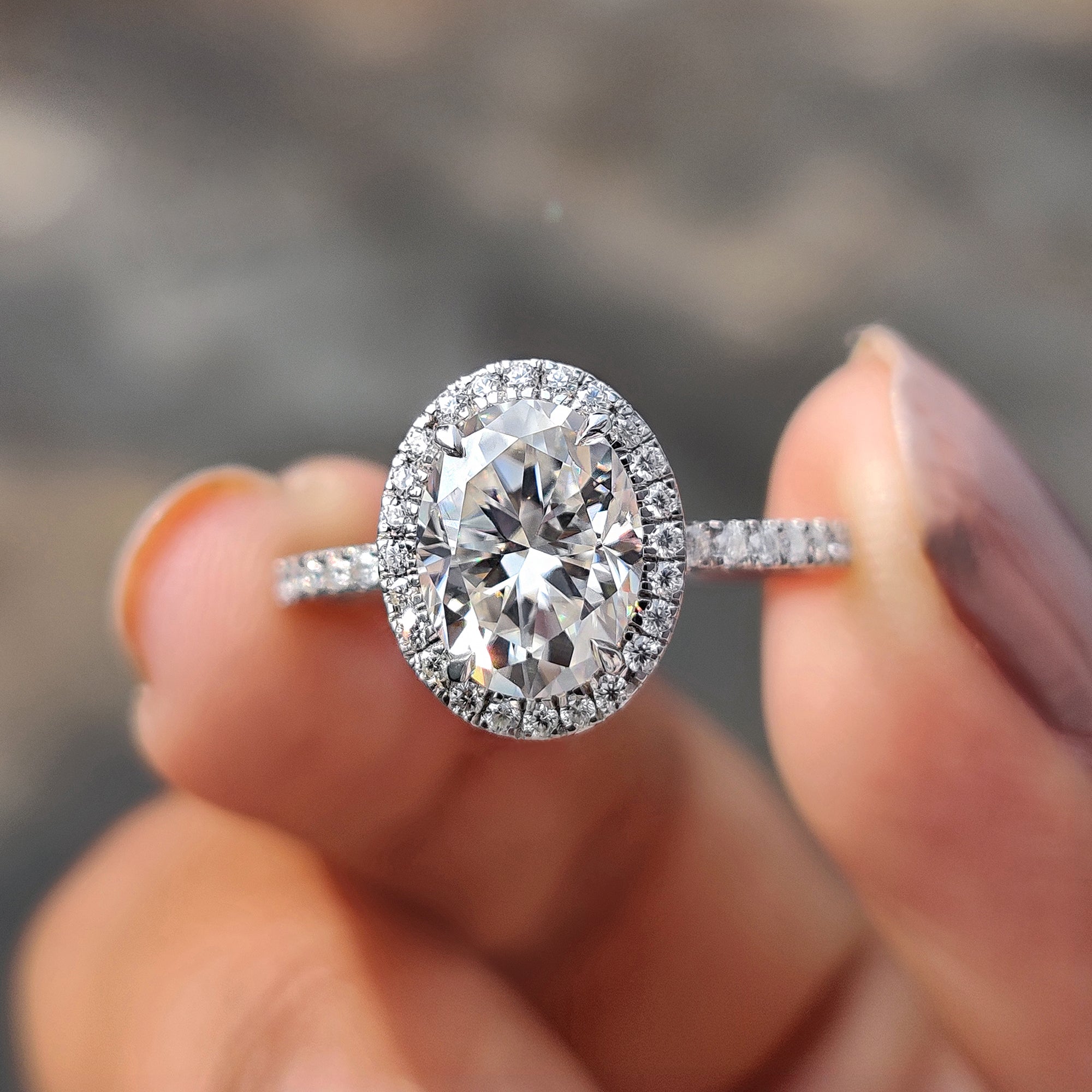 Oval Cut Hidden Halo Engagement Ring Main image