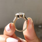 Oval Rose Cut Three Stone Engagement Ring