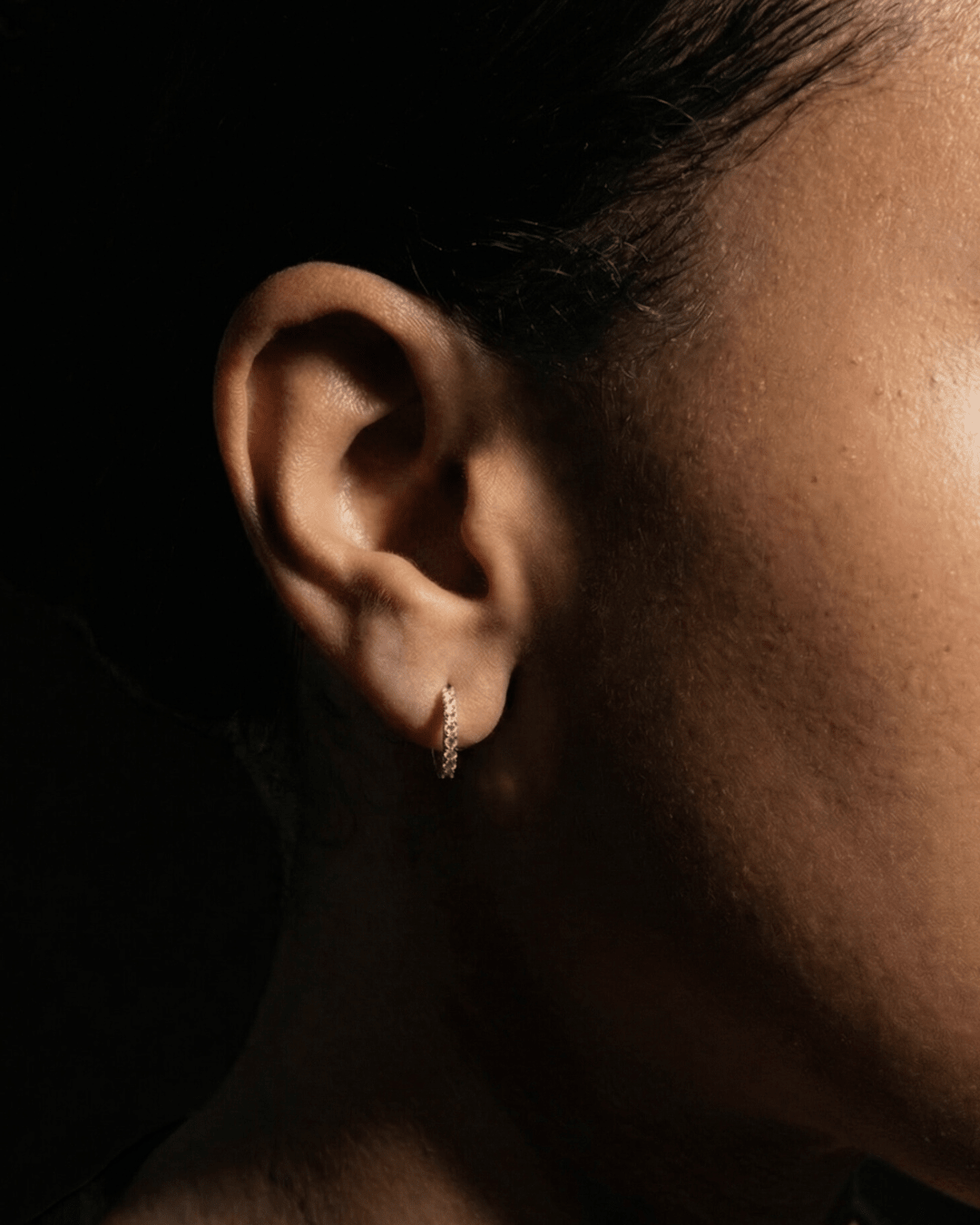 Pavé Huggie Hoop Earrings