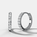 Pavé Huggie Hoop Earrings, White Gold