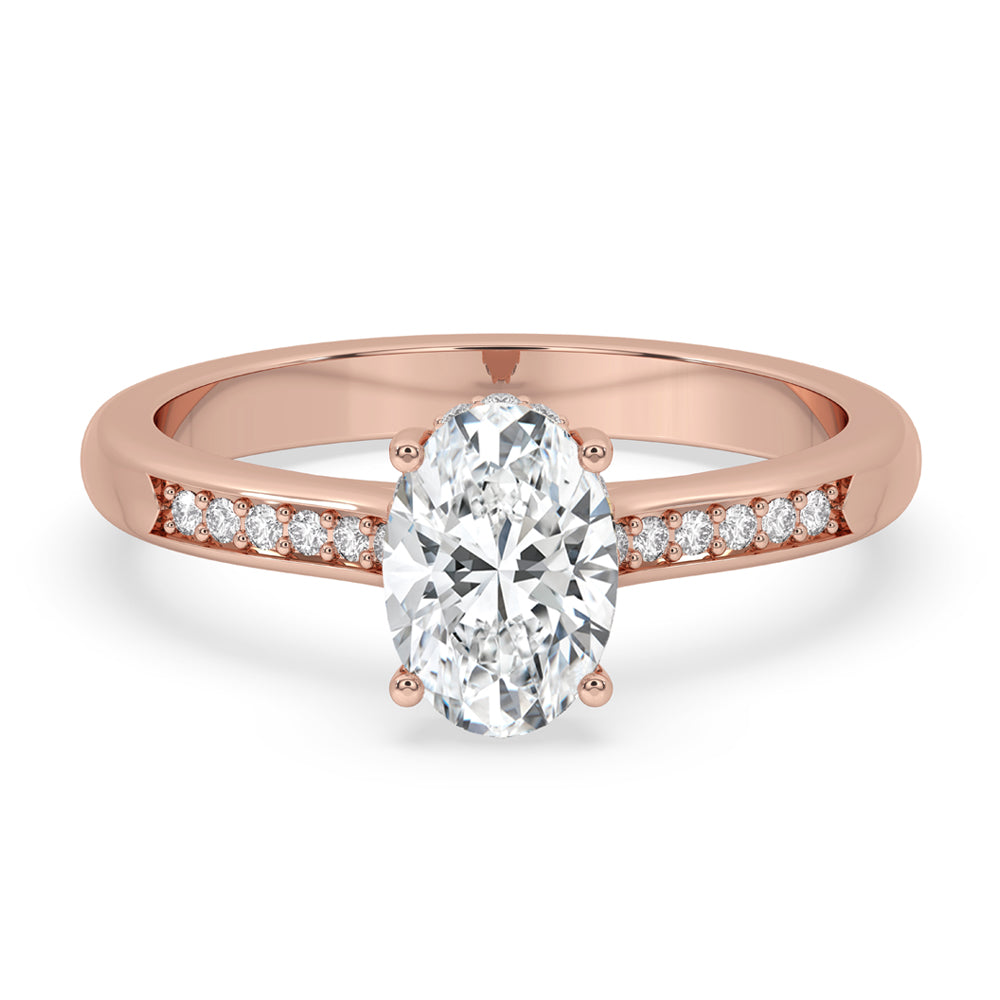 Oval Shaped Engagement Ring with Elegant Pave Style