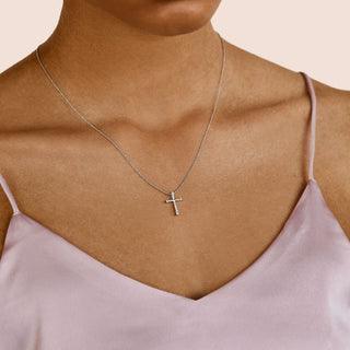 cross pendent round diamond moissanite necklace