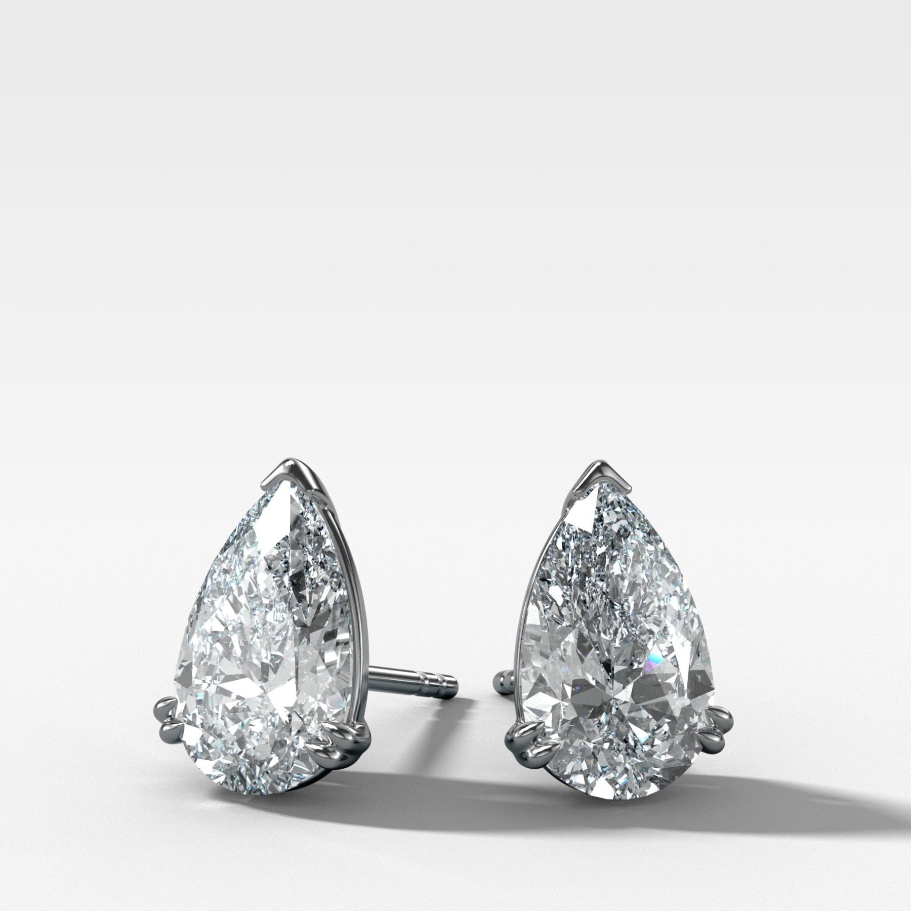 Pear Cut Double Point Prong Diamond Studs