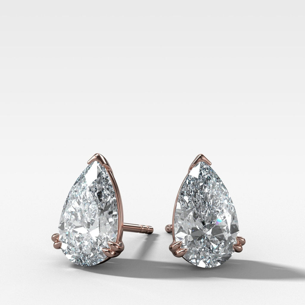 Pear Cut Double Point Prong Diamond Studs