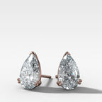 Pear Cut Double Point Prong Diamond Studs