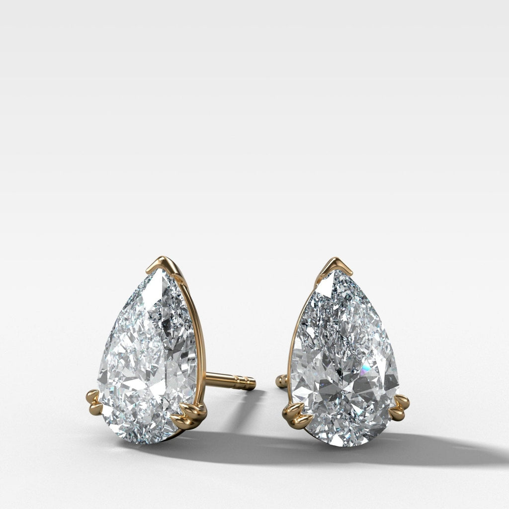 Pear Cut Double Point Prong Diamond Studs