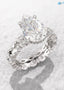pear cut engagement ring set, 3ct Lab Grown hidden halo diamond, eternity marquise wedding band DisneyValley