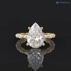 pear cut engagement ring set, 3ct Lab Grown hidden halo diamond, eternity marquise wedding band DisneyValley