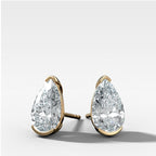 Pear Cut Half Bezel Diamond Studs