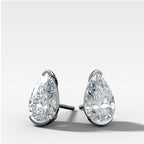 Pear Cut Half Bezel Diamond Studs