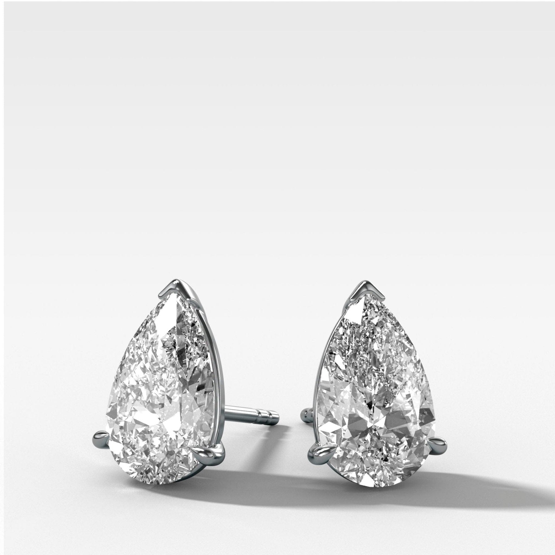 Pear Cut Single Point Prong Diamond Studs