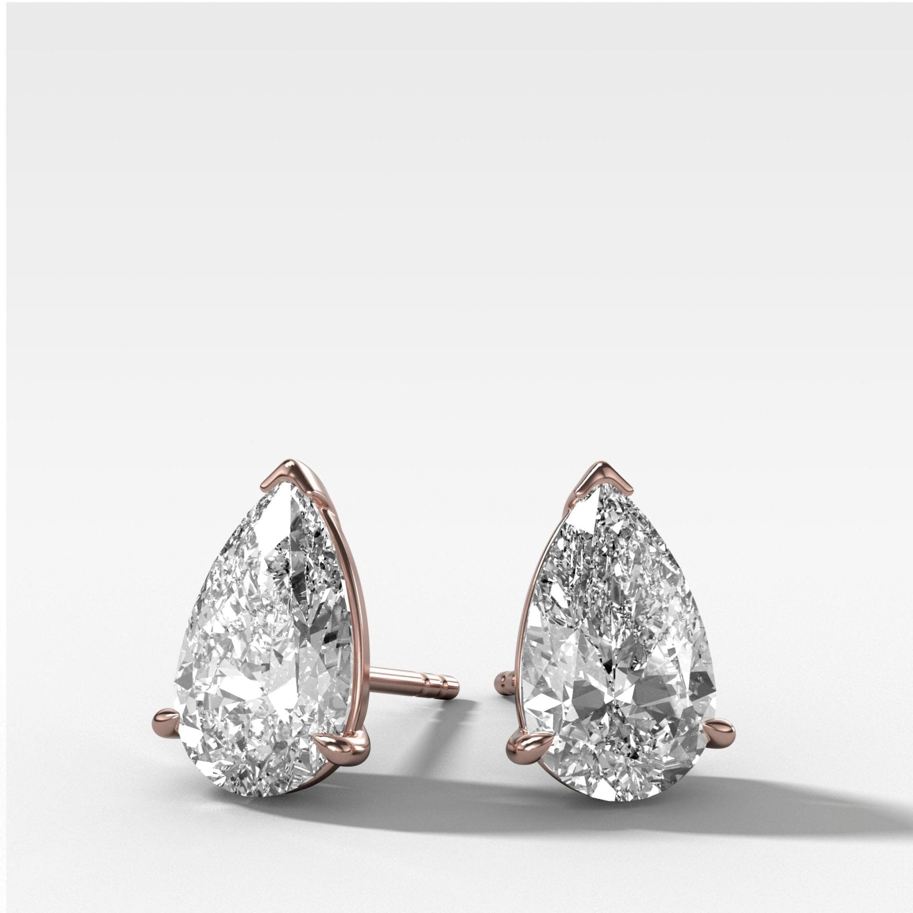Pear Cut Single Point Prong Diamond Studs