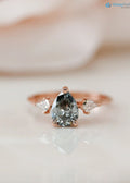 pear cut with solid Gold Grey lab grown Wedding Ring - DisneyValley