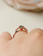 pear cut with solid Gold Grey lab grown Wedding Ring - DisneyValley
