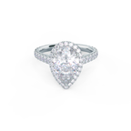 2.0 CT Pear Cut Moissanite Halo Setting Engagement Ring