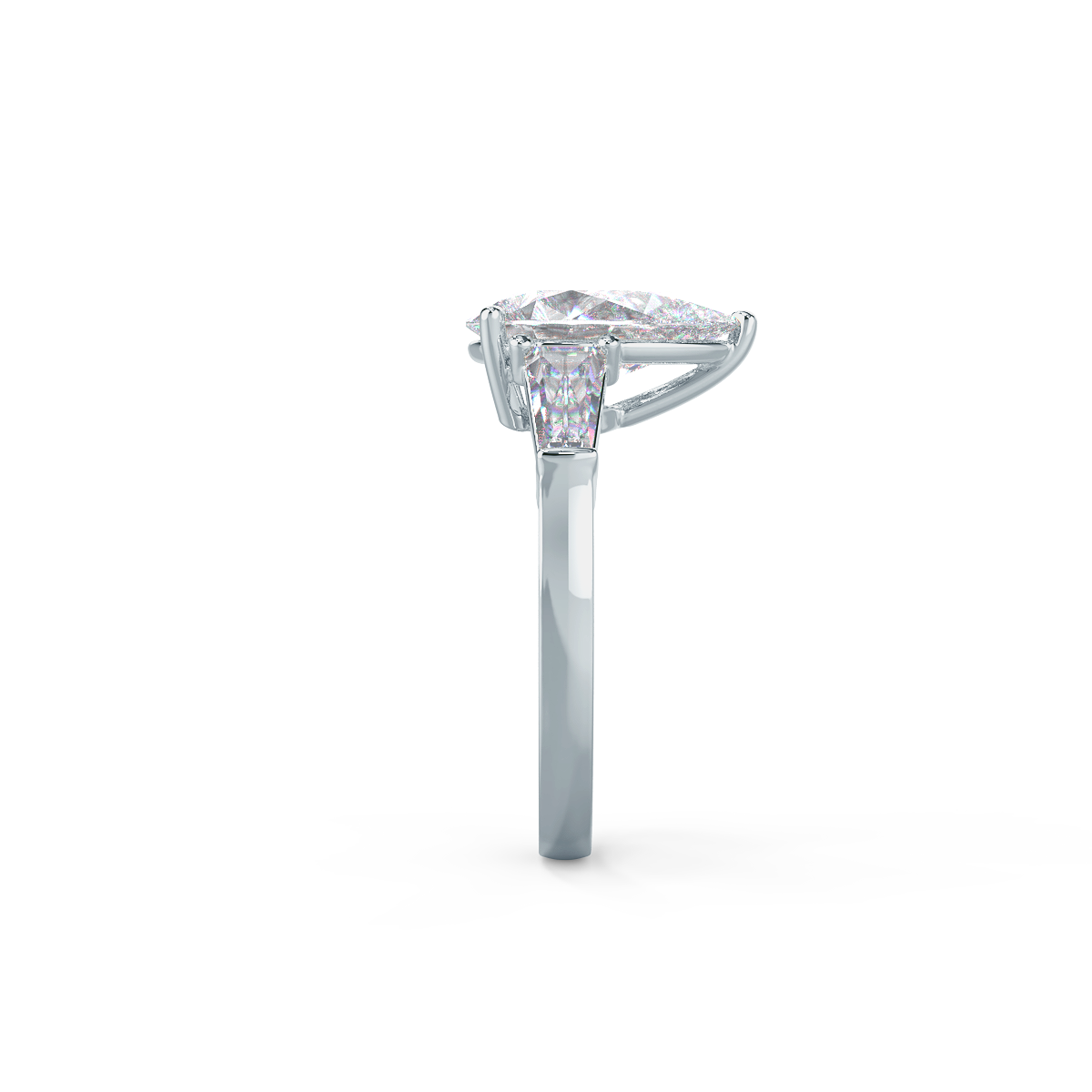 3.0 CT Pear Moissanite Three Stones Engagement Ring