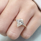 1.60 CT Pear Cut Moissanite Cluster Engagement Ring