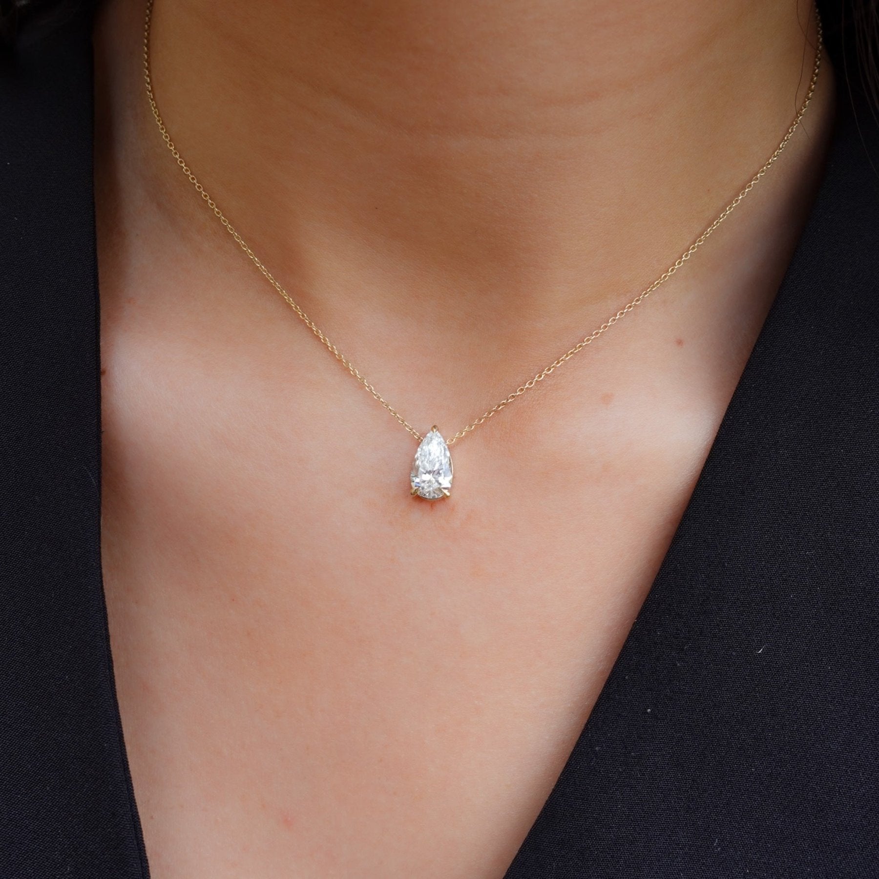Pendant Necklace with a 1.97ct Pear Cut Diamond