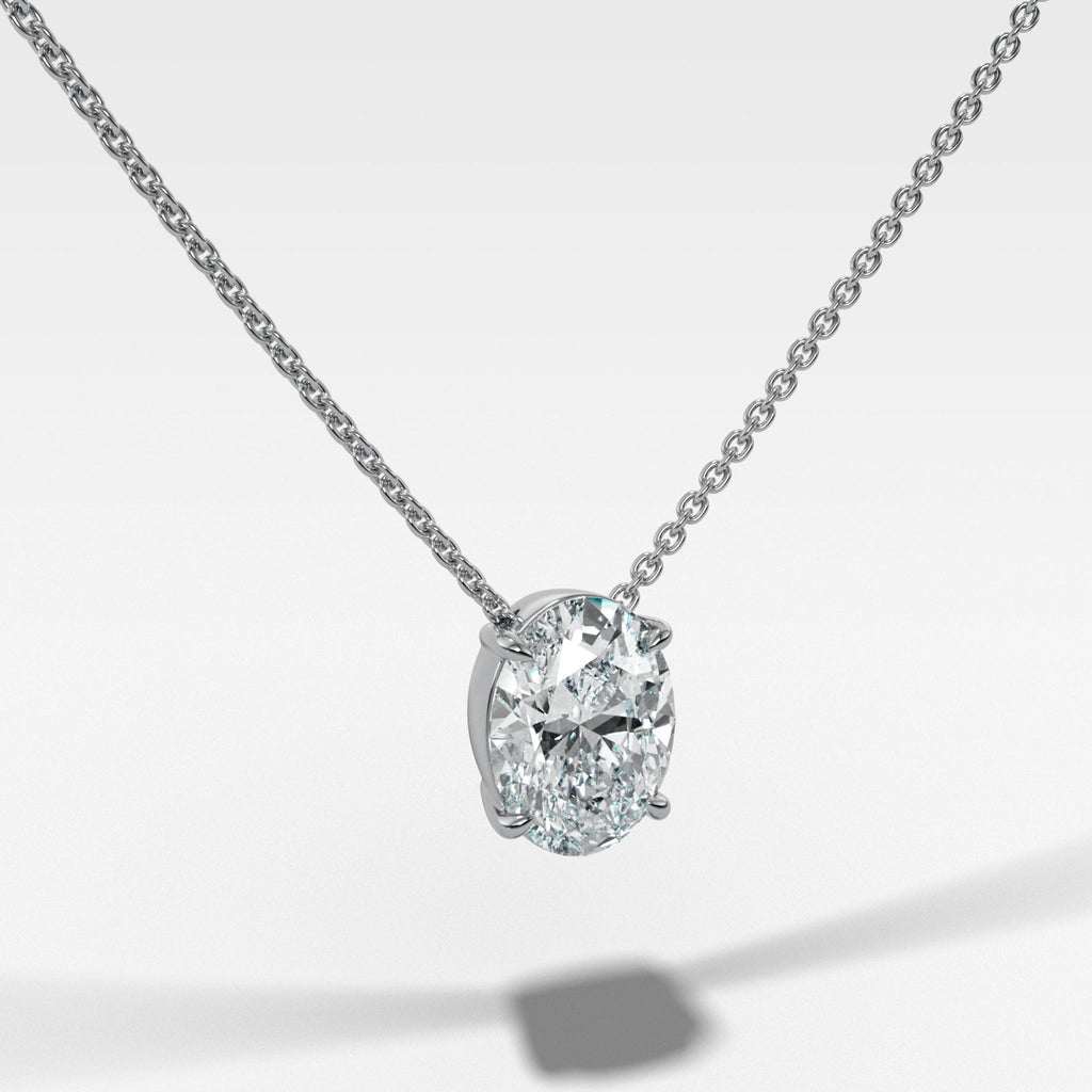 Pendant Necklace with an Oval Cut Diamond