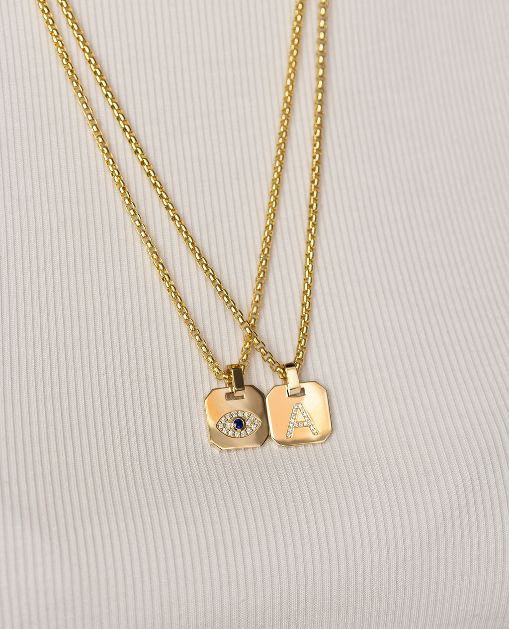 INITIAL DOG TAG Gold Pendant with 0.10ct Diamonds