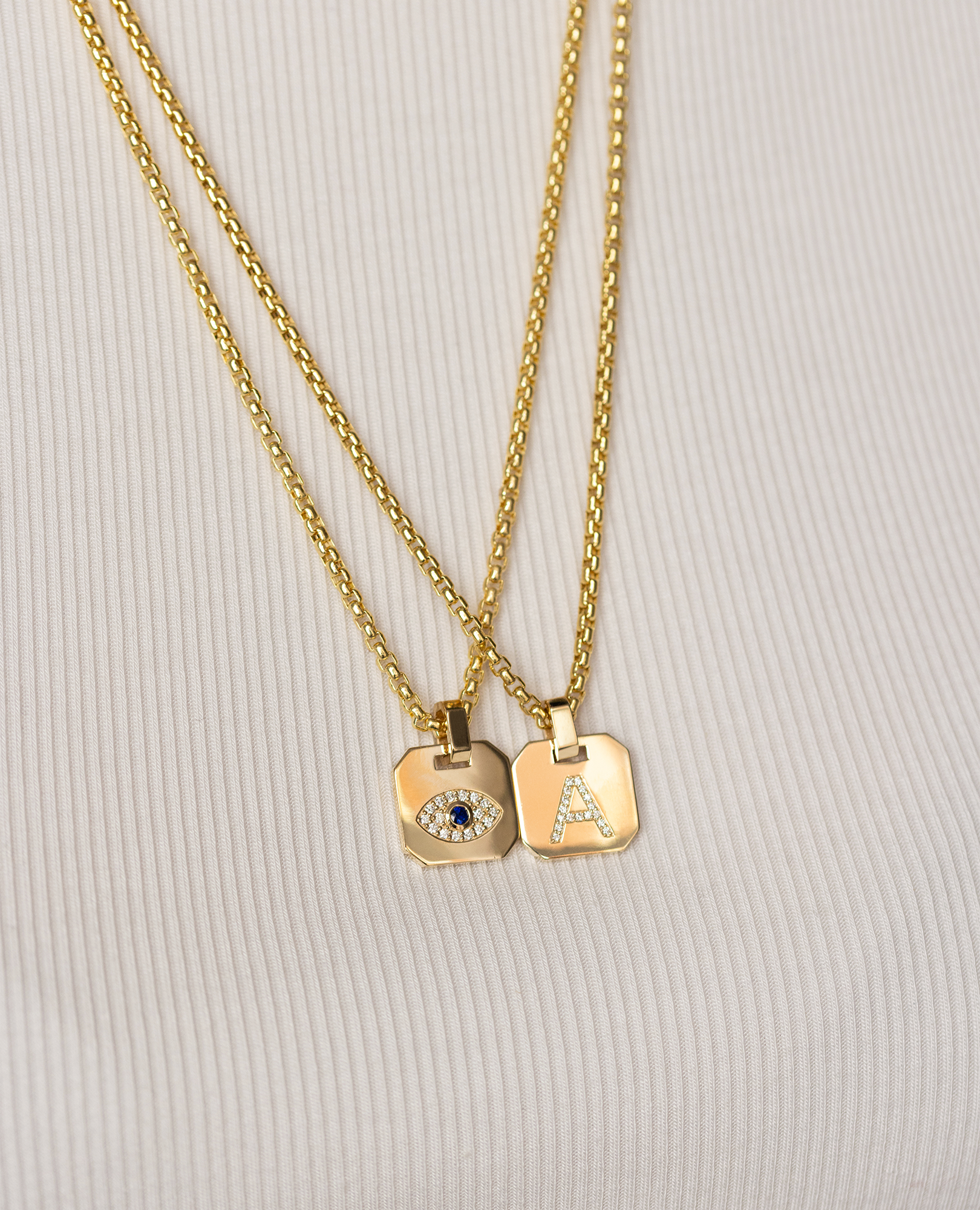 INITIAL DOG TAG Gold Pendant with 0.10ct Diamonds