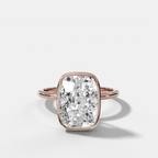 Penumbra Bezel Hidden Halo Engagement Ring with Elongated Cushion Cut
