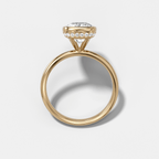 Penumbra Bezel Hidden Halo Engagement Ring with Elongated Cushion Cut