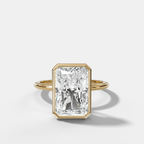 Penumbra Bezel Hidden Halo Engagement Ring with Elongated Radiant Cut