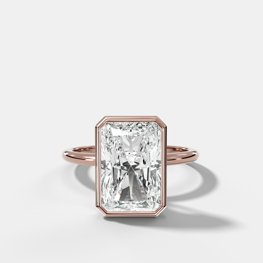 Penumbra Bezel Hidden Halo Engagement Ring with Elongated Radiant Cut