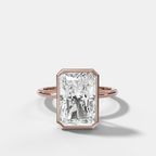 Penumbra Bezel Hidden Halo Engagement Ring with Elongated Radiant Cut