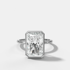 Penumbra Bezel Hidden Halo Engagement Ring with Elongated Radiant Cut