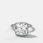 Penumbra Bezel Hidden Halo Engagement Ring with Old Mine Cut