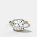 Penumbra Bezel Hidden Halo Engagement Ring with Old Mine Cut
