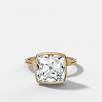 Penumbra Bezel Hidden Halo Engagement Ring with Old Mine Cut