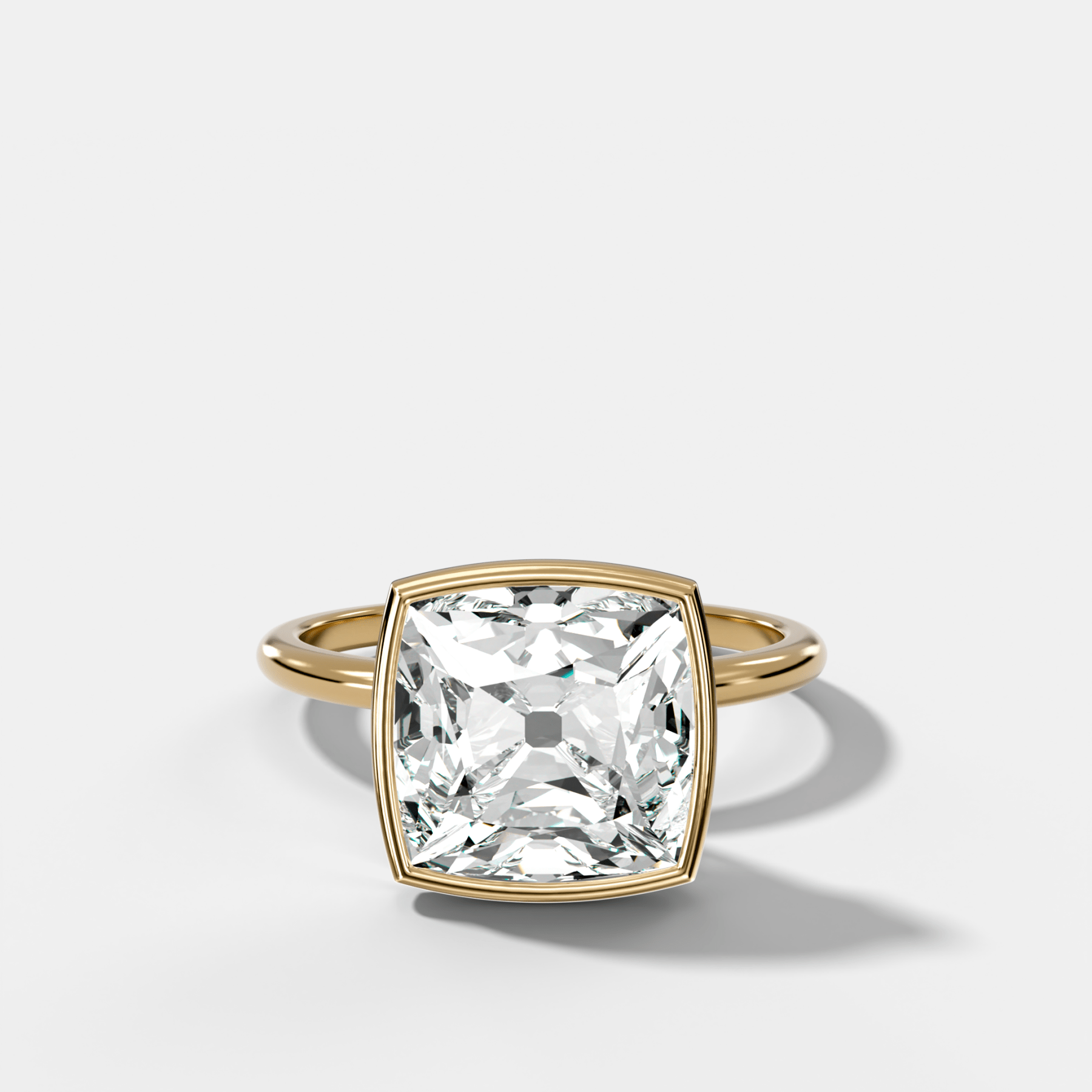 Penumbra Bezel Hidden Halo Engagement Ring with Old Mine Cut