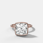 Penumbra Bezel Hidden Halo Engagement Ring with Old Mine Cut