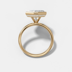 Penumbra Bezel Hidden Halo Engagement Ring with Tilted Asscher Cut
