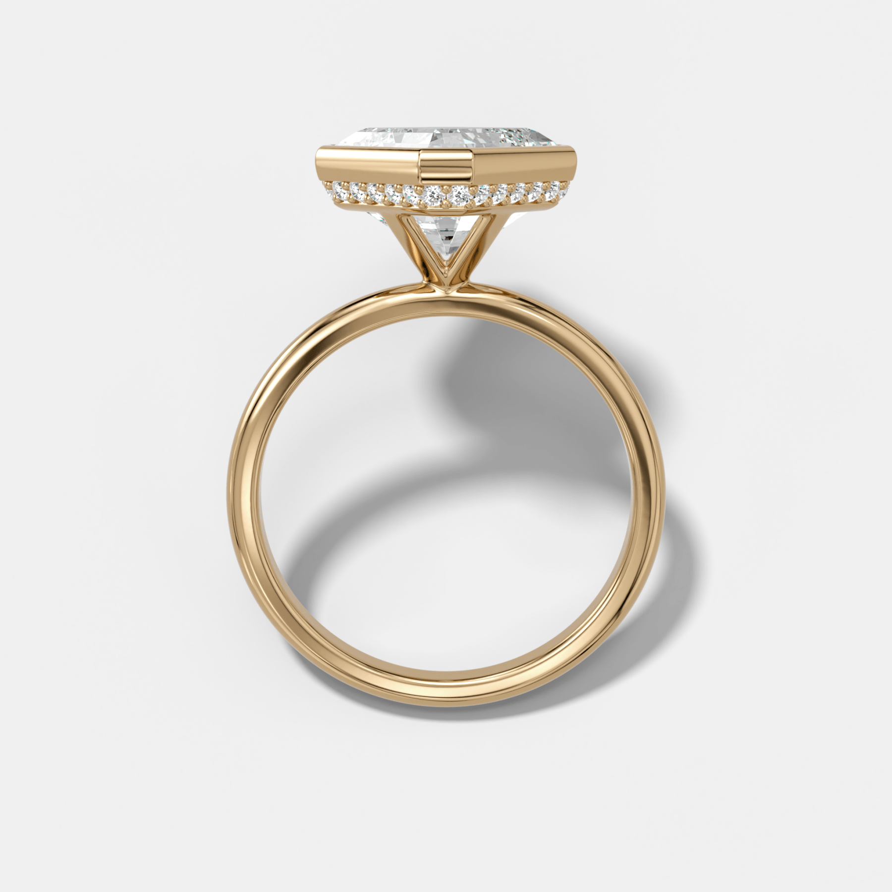 Penumbra Bezel Hidden Halo Engagement Ring with Tilted Asscher Cut