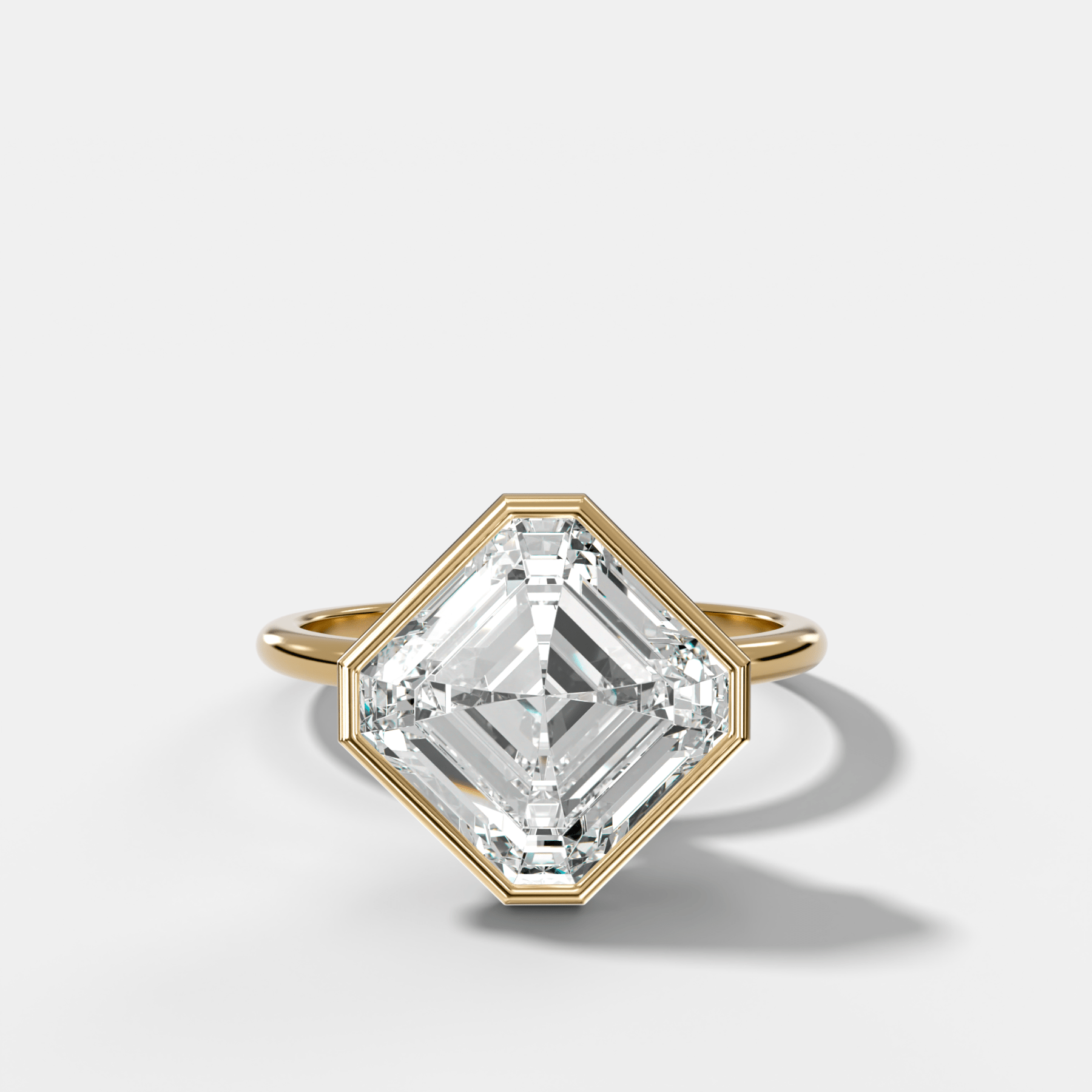 Penumbra Bezel Hidden Halo Engagement Ring with Tilted Asscher Cut