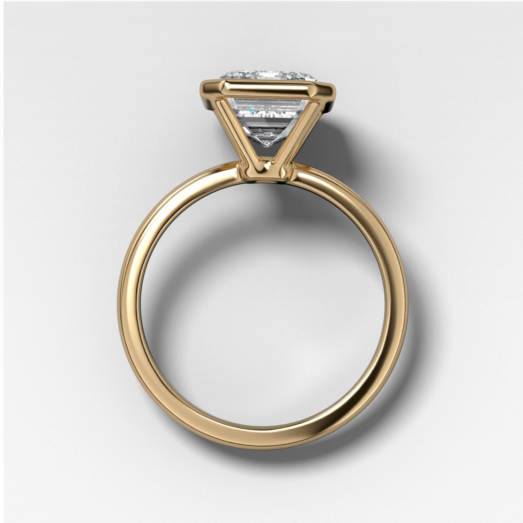 Penumbra Bezel Set Engagement Ring with GIA 3.02ct Lab Grown Emerald Cut Diamond