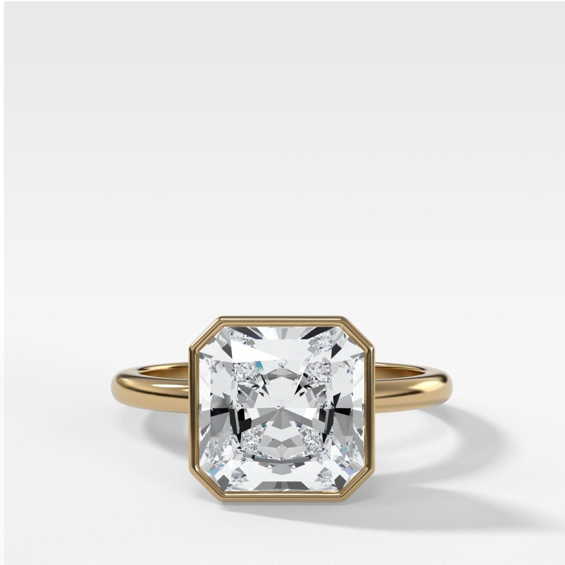 Penumbra Bezel Set Engagement Ring With 2.01ct Radiant Square Cut Lab Grown Diamond