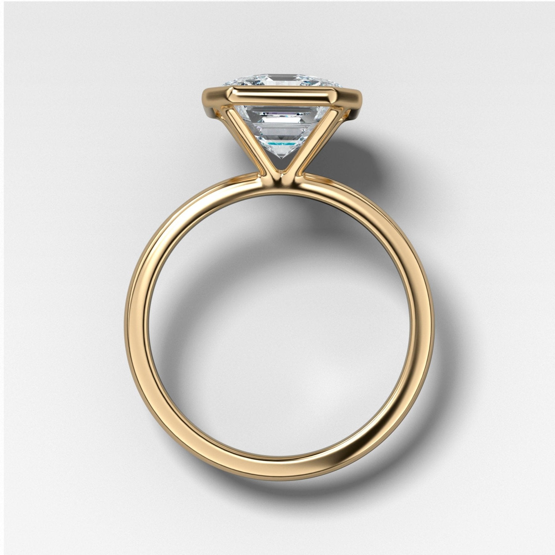 Penumbra Bezel Set Engagement Ring With 3.58ct Asscher Cut Lab Grown Diamond