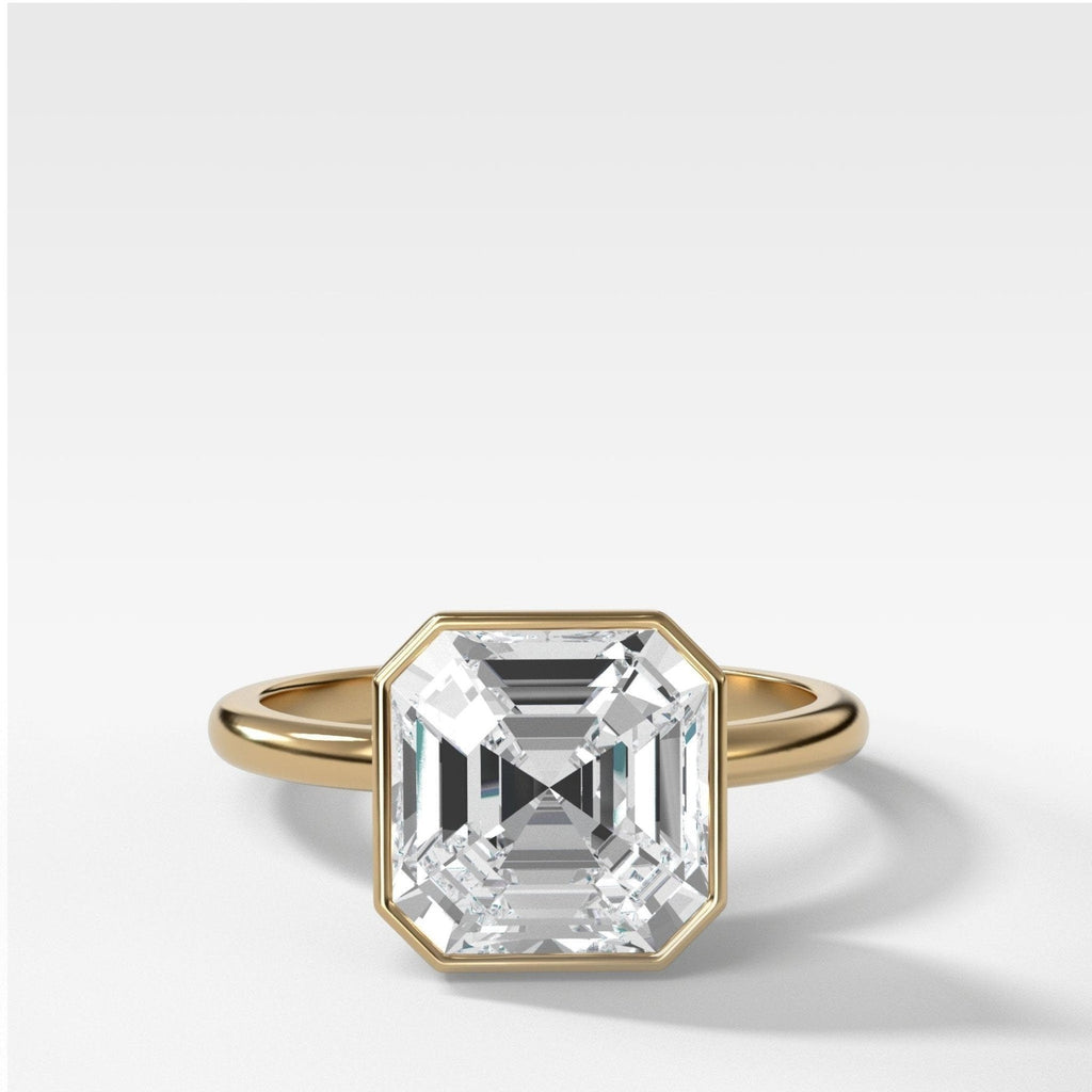 Penumbra Bezel Set Engagement Ring With 3.58ct Asscher Cut Lab Grown Diamond