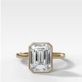 Penumbra Bezel Set Engagement Ring with GIA 3.02ct Lab Grown Emerald Cut Diamond