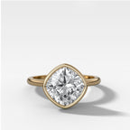 Penumbra Bezel Set Engagement Ring With Tilted Square Cushion Cut