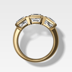 Penumbra Bezel Triad Engagement Ring With Asscher Cut Diamonds