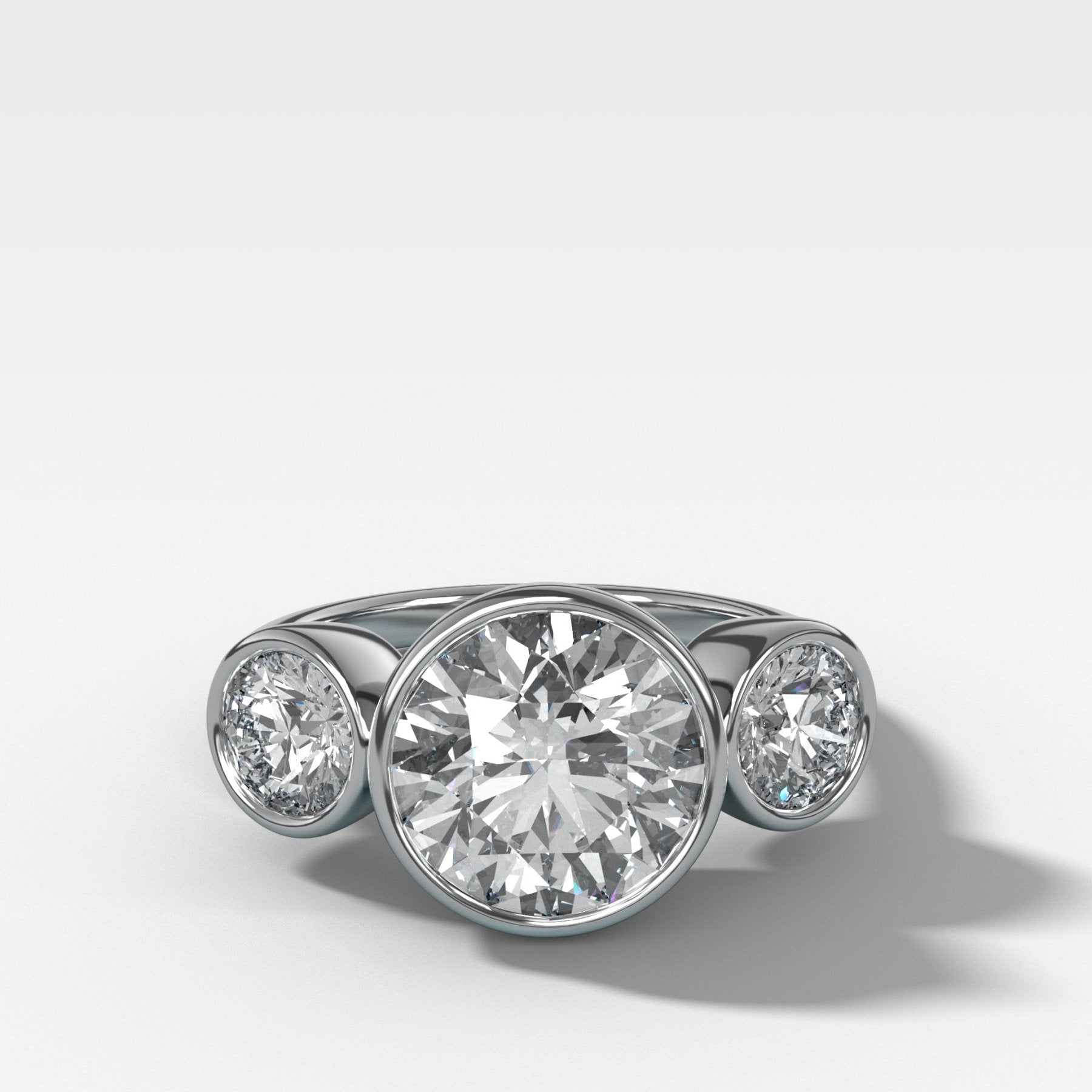 Penumbra Bezel Triad with Petite Round Cut Diamonds