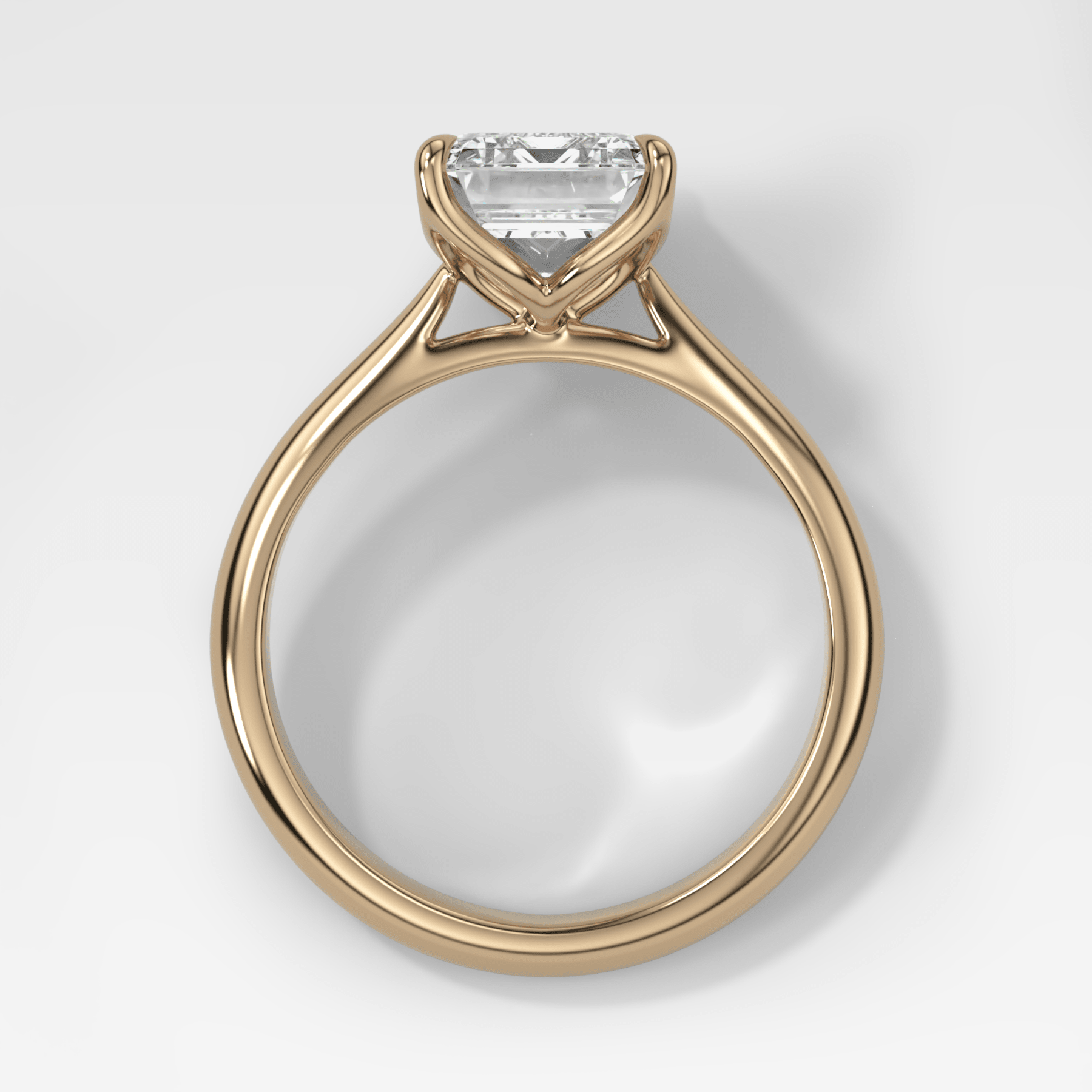Tulip Basket Cathedral Engagement Ring with Emerald Cut Diamond