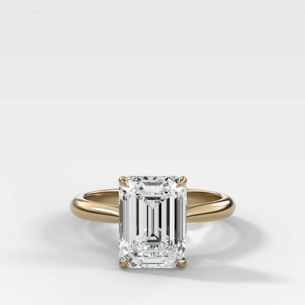 Tulip Basket Cathedral Engagement Ring with Emerald Cut Diamond
