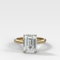 Tulip Basket Cathedral Engagement Ring with Emerald Cut Diamond
